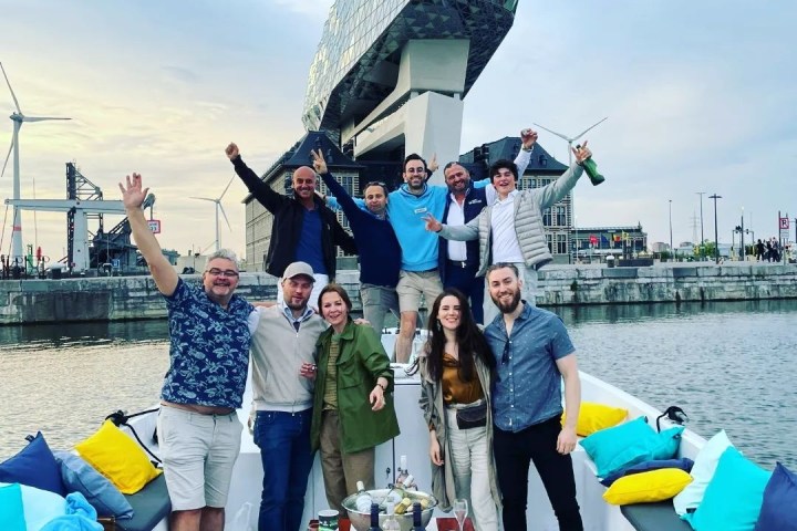 a group of people on a boat