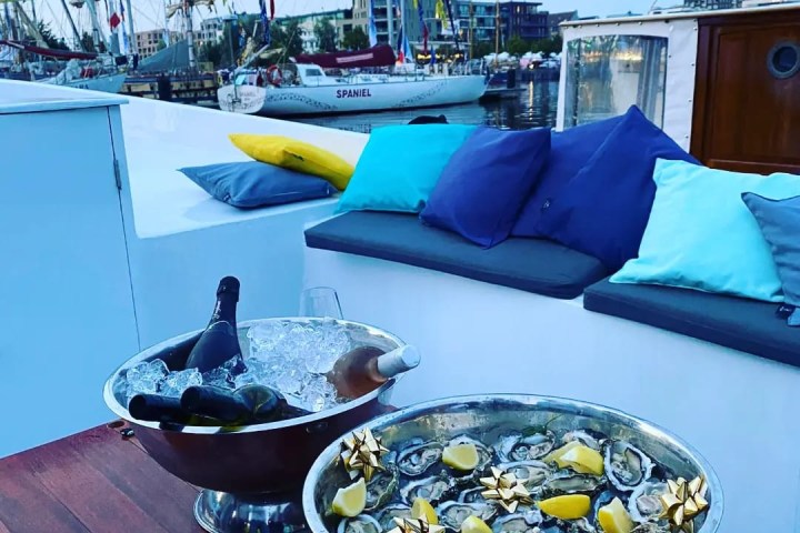 a boat sitting on top of a table