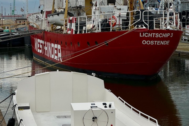 a large ship in the water